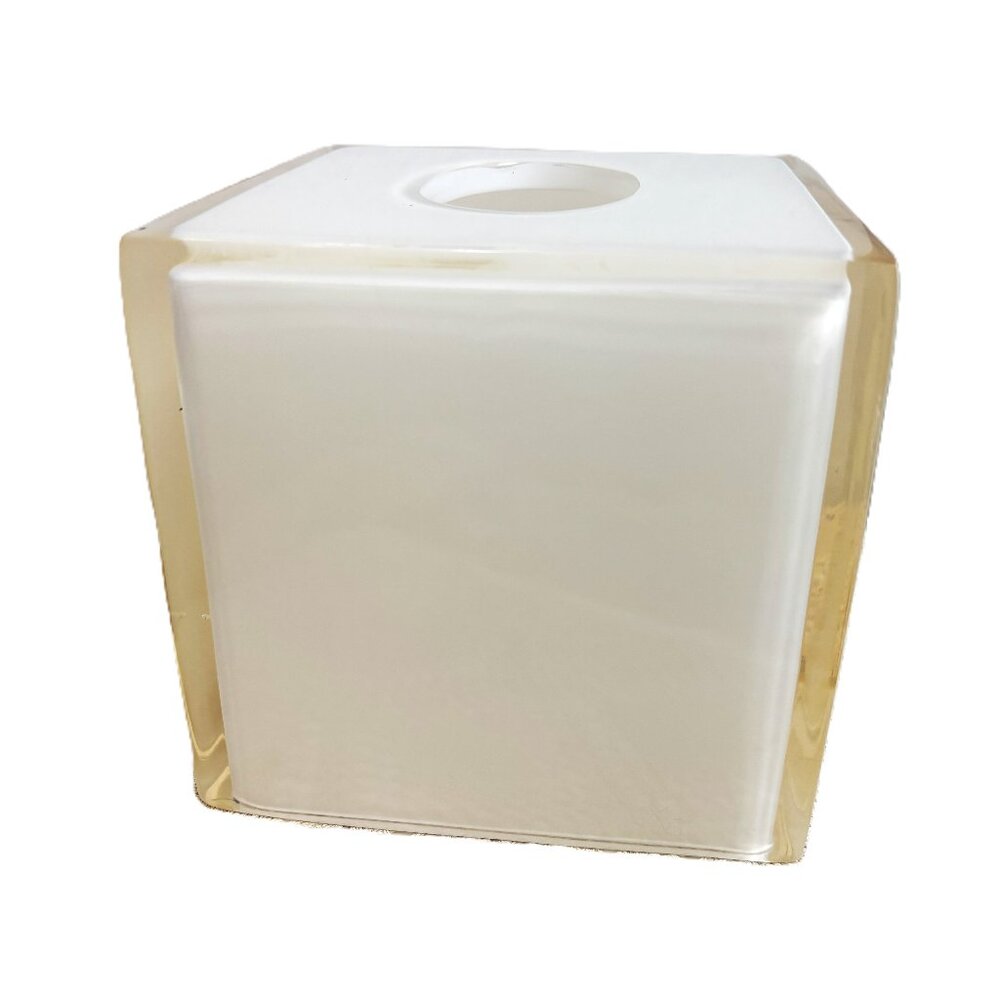 * Hotel Collection Square Cream  Acryllic Lucite Tissue Box 80’s – 90’s Vintage